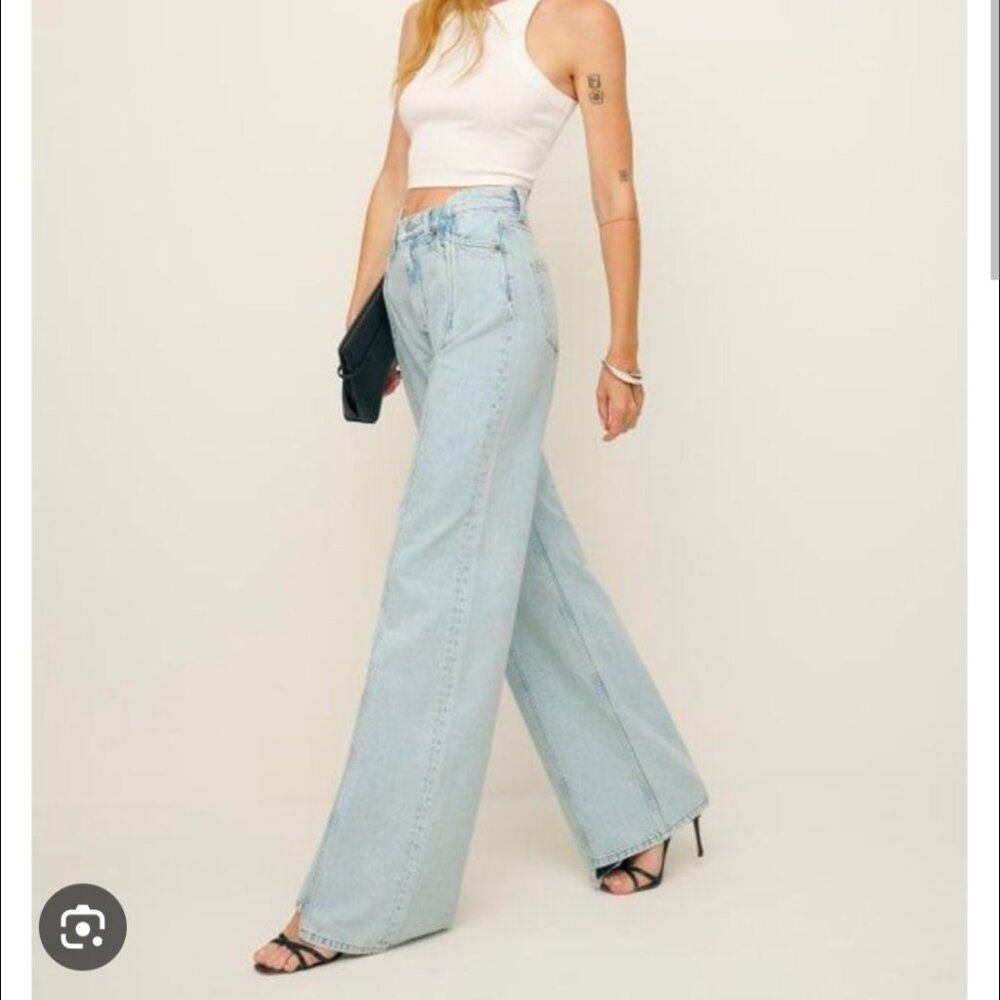 Reformation Cary High Rise Slouchy Wide Leg Jeans in Mooney Reworked